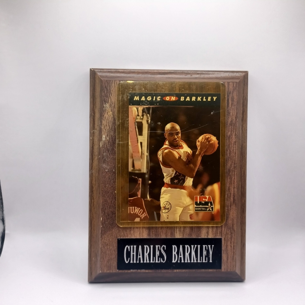 VINTAGE 1992 Skybox Magic On Barkley Team USA #101 Card W/ Display Plaque